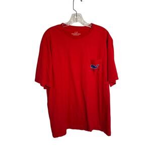 Vineyard Vines Mens Pocket T Shirt Red Size XL Whale Nantucket Flag 4th of July